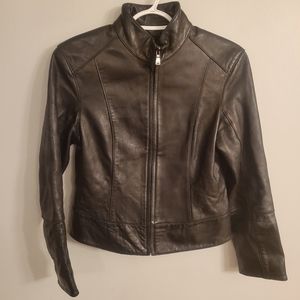 Vintage Size 6 Black Leather Moto Jacket